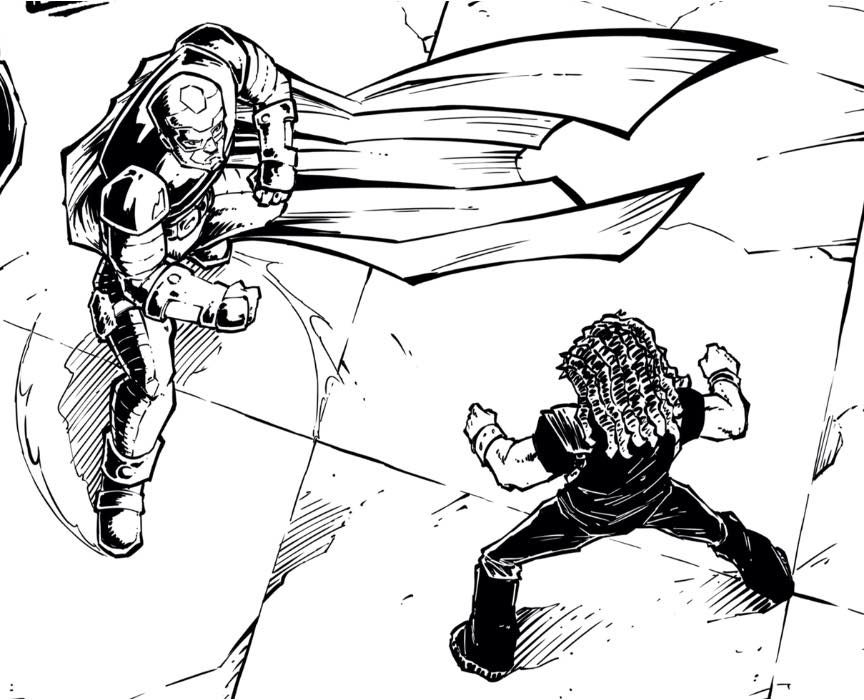 Silver Syklone facing off with Ogden Spitz from the first issue of Kid Chaos